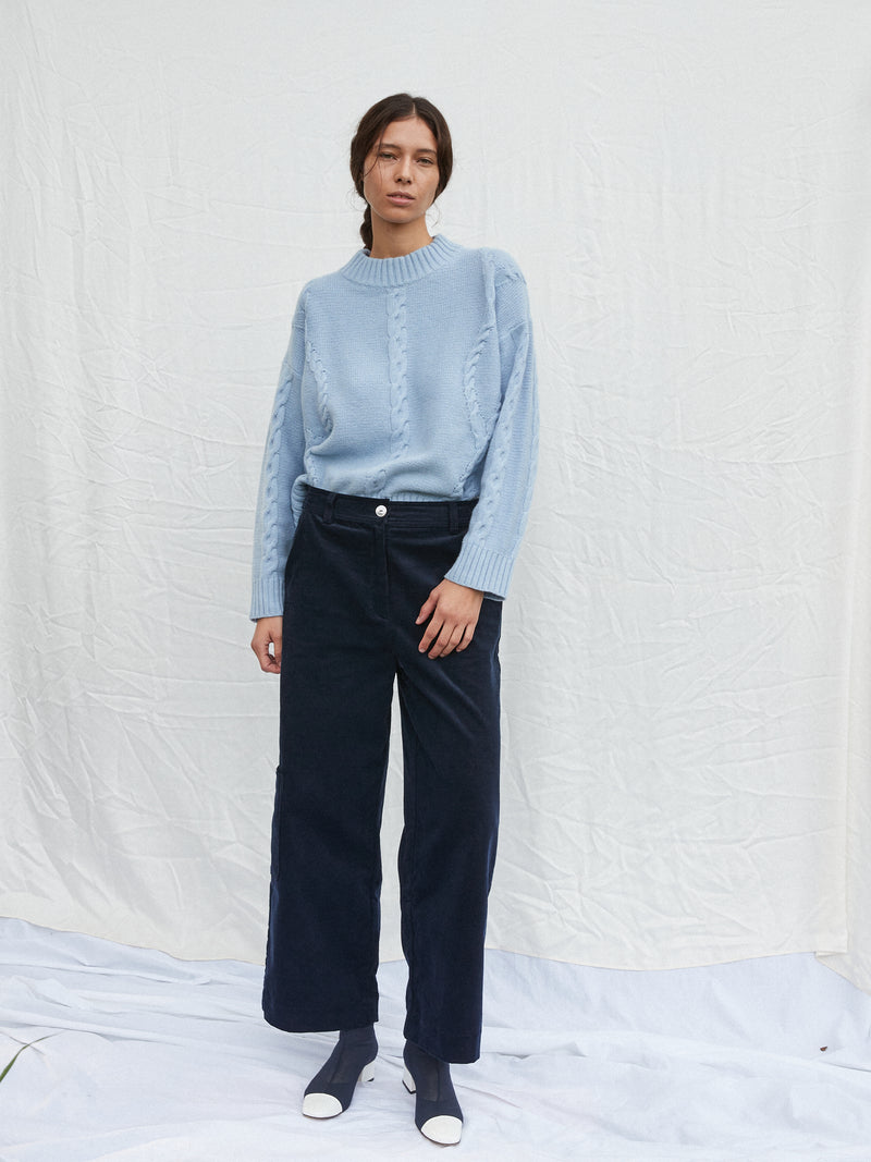 Kahlo Navy Corduroy Trousers