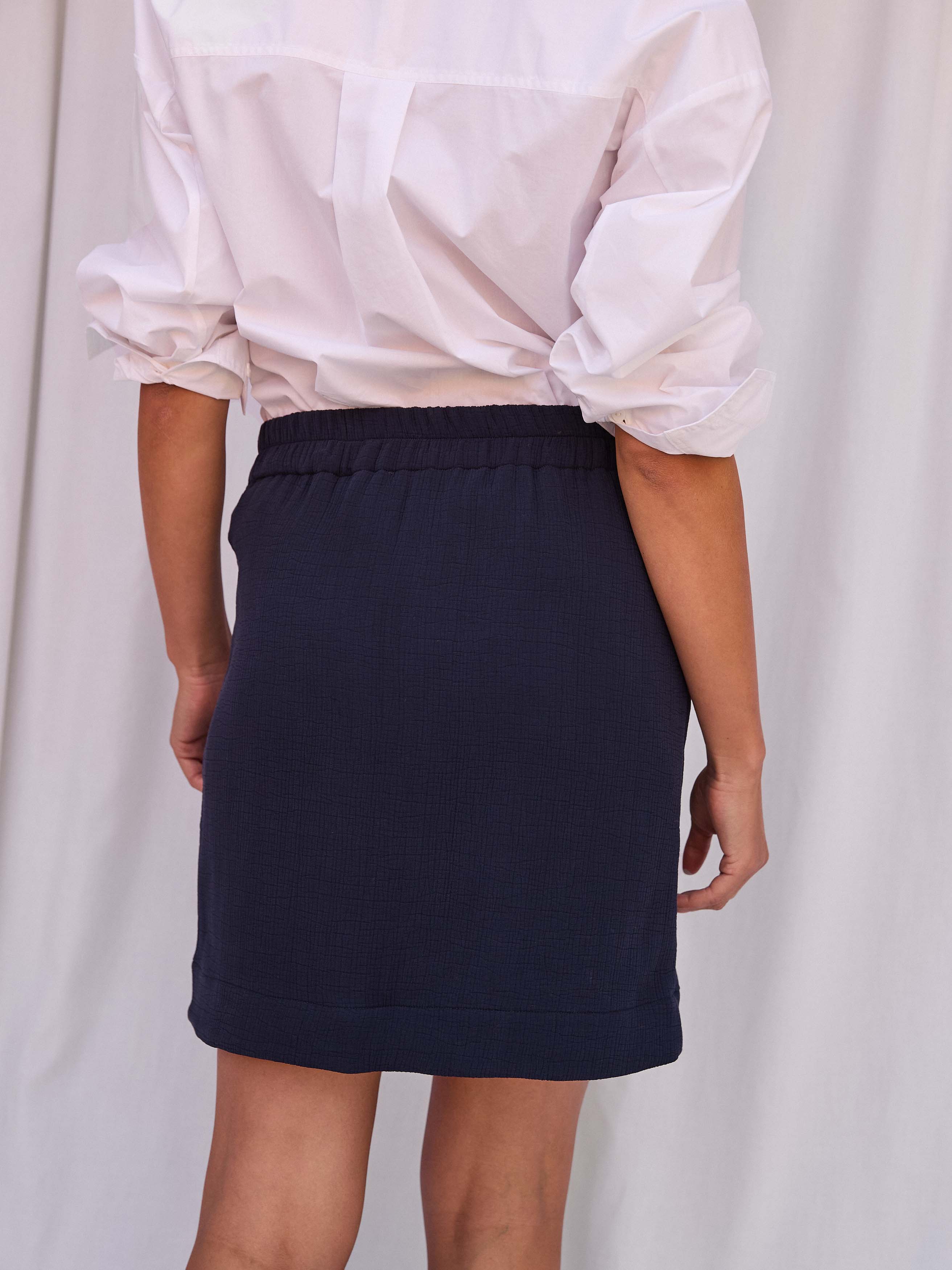 Freja Navy Silk Skirt