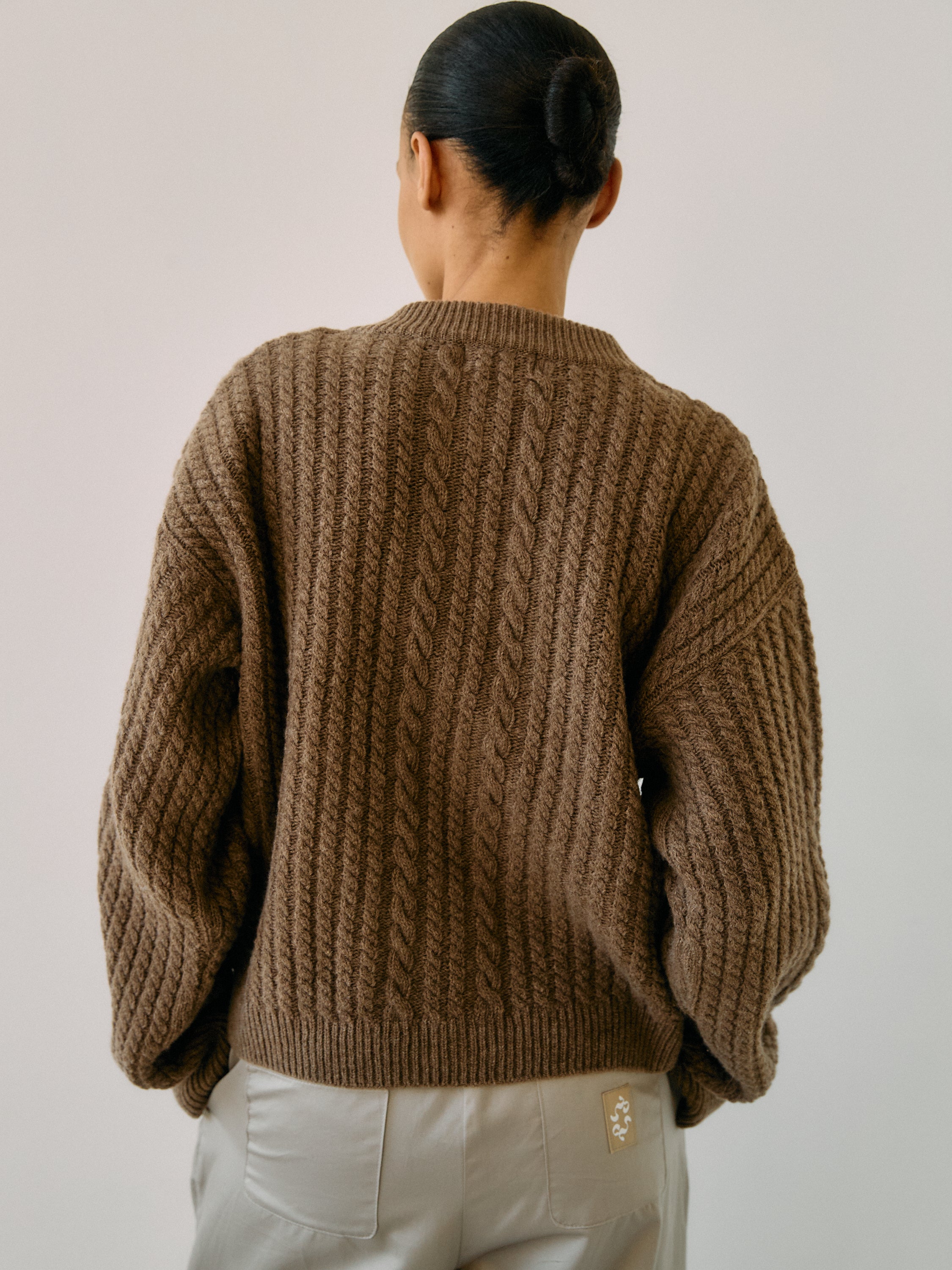Gertrud Cable Cardigan Coffee Melange