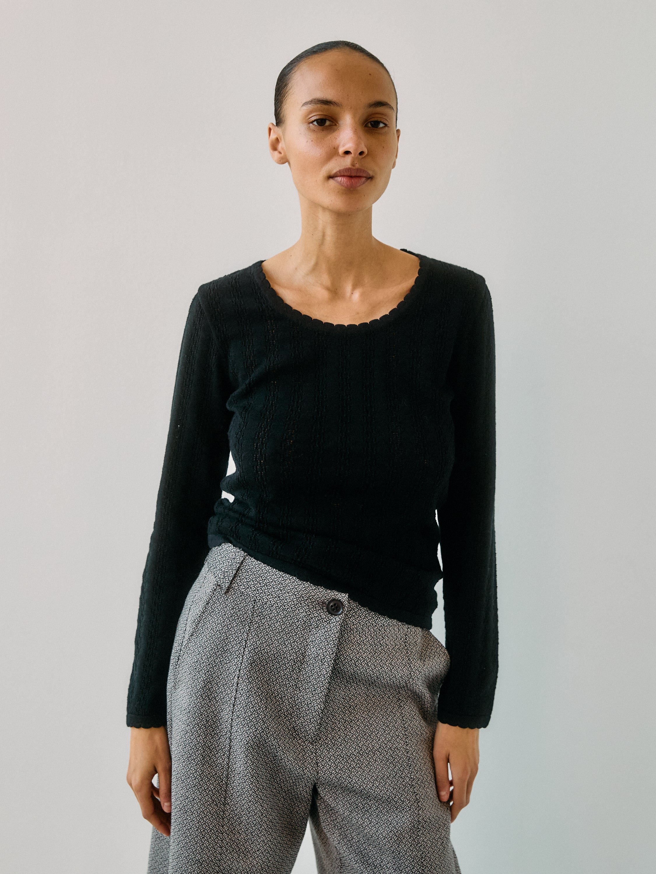 Nellie Knit Black LS Blouse