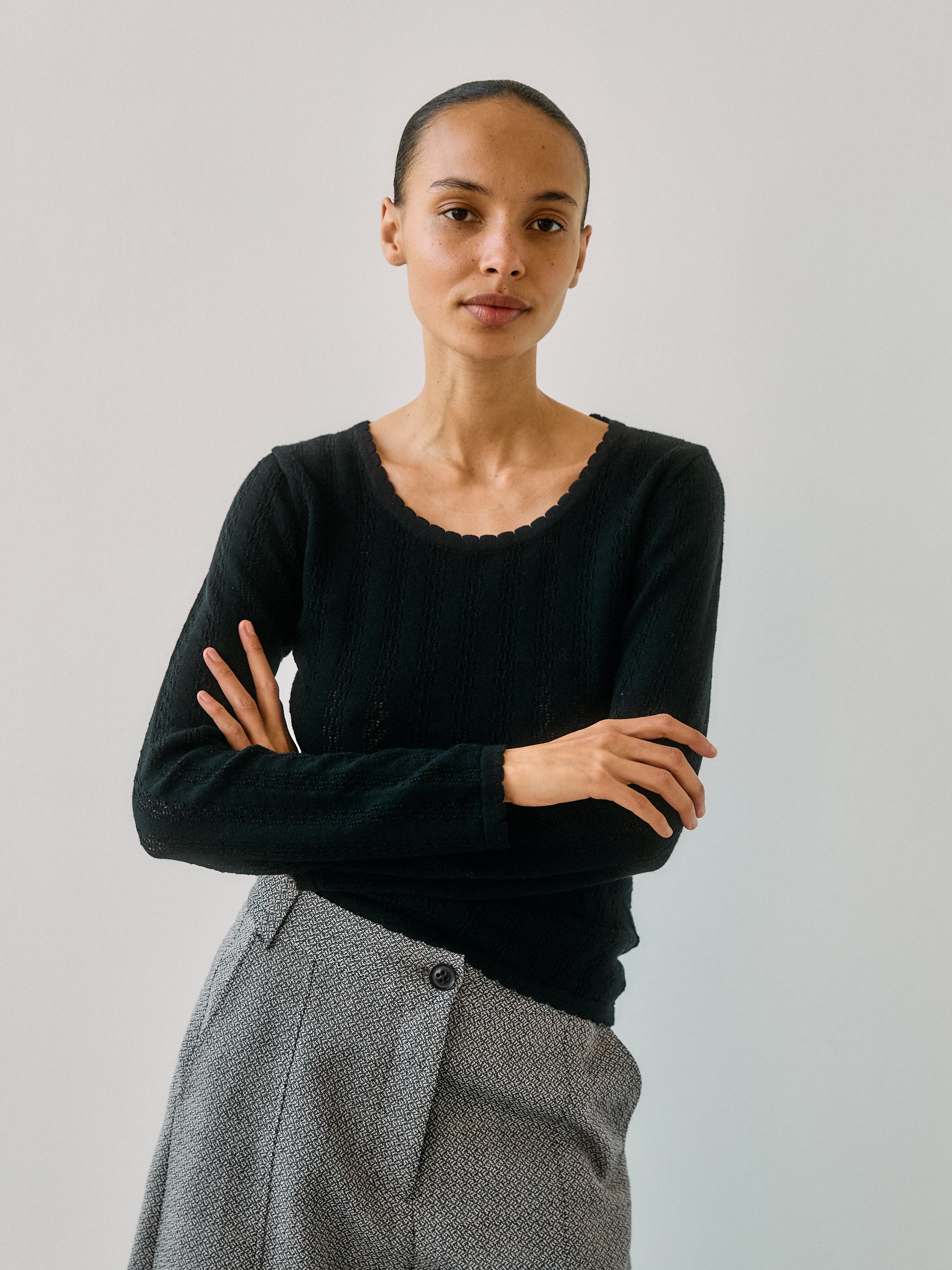 Nellie Knit Black LS Blouse