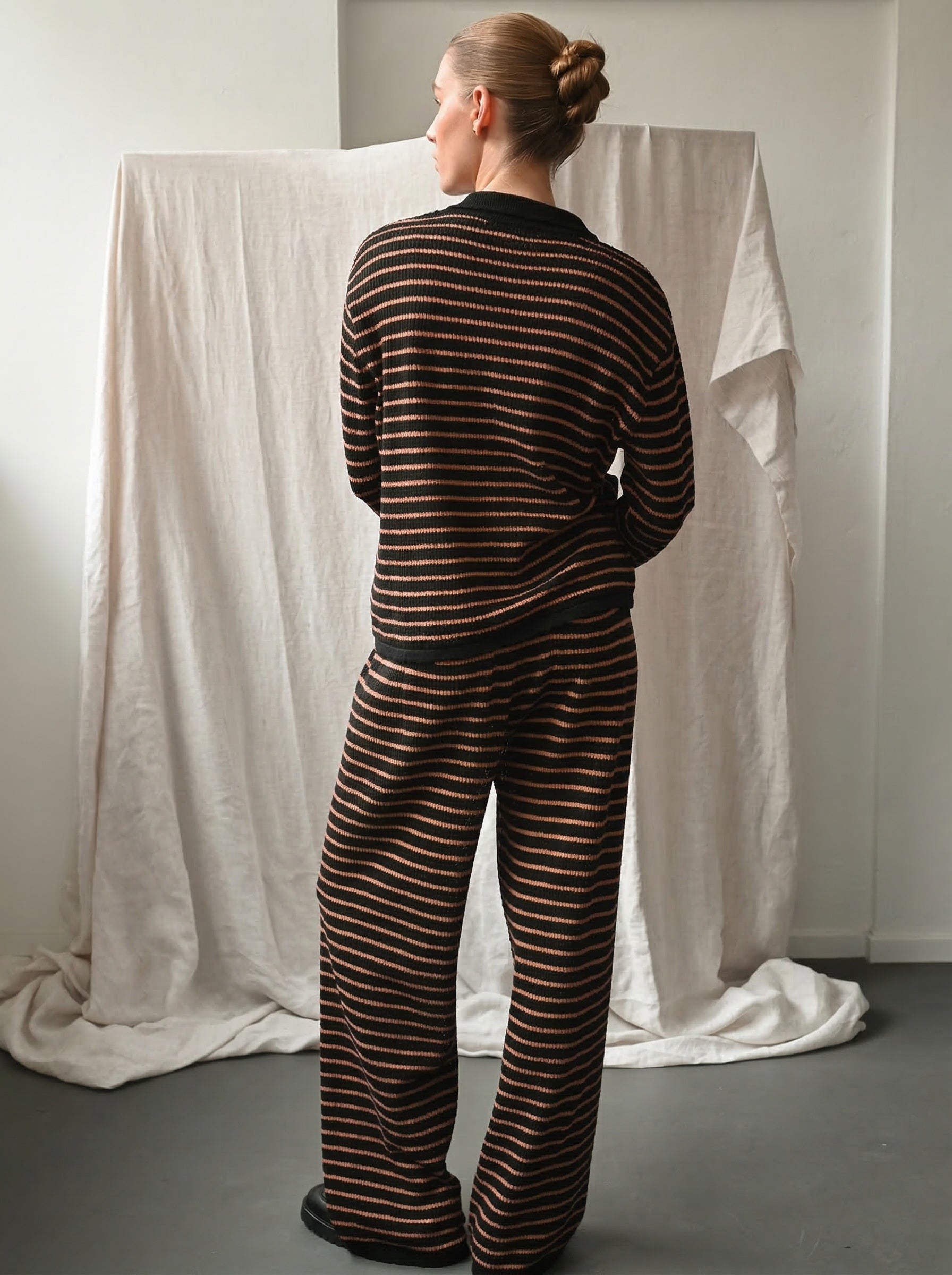 Nuria LS Polo - Black & Cognac